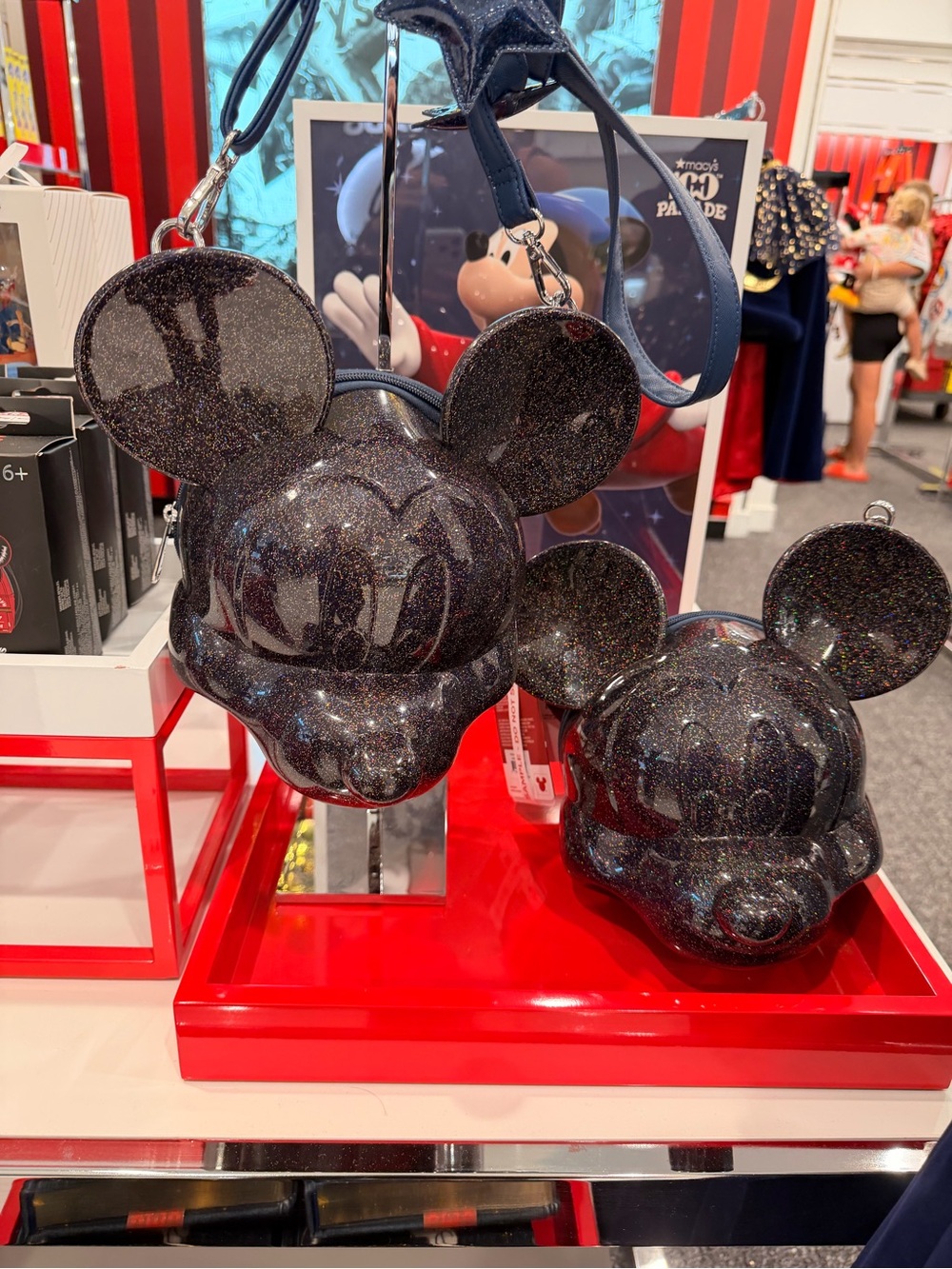Disney Black Glitter Mickey Ear Crossbody Bag